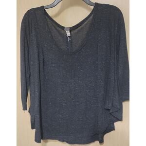 WE THE FREE PEOPLE Gray Swing Relaxed Top Poly/Linen 3/4 Sleeve Scoop Neck Sm